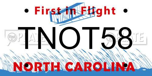 TNOT58 North Carolina License Plate