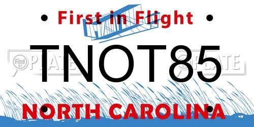 TNOT85 North Carolina License Plate