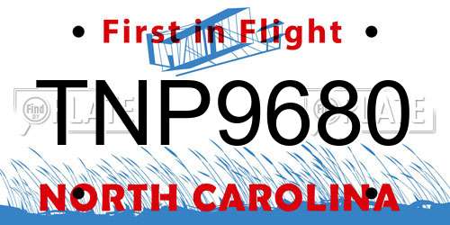TNP9680 North Carolina License Plate