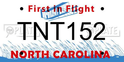 TNT152 North Carolina License Plate