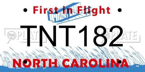 TNT182 North Carolina License Plate