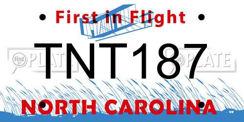 TNT187 North Carolina License Plate