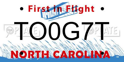 TO0G7T North Carolina License Plate