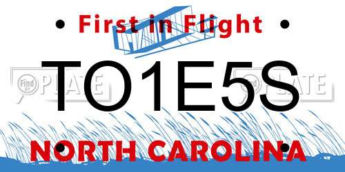 TO1E5S North Carolina License Plate