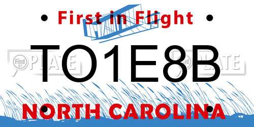 TO1E8B North Carolina License Plate