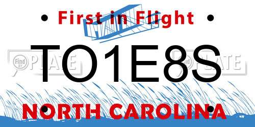 TO1E8S North Carolina License Plate