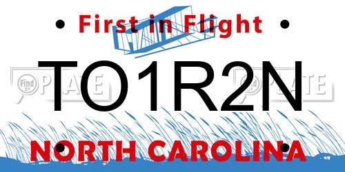 TO1R2N North Carolina License Plate