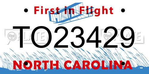 TO23429 North Carolina License Plate