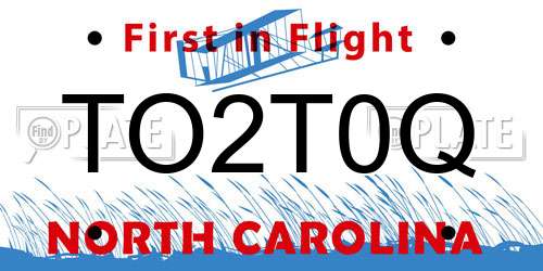 TO2T0Q North Carolina License Plate