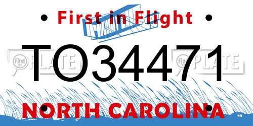 TO34471 North Carolina License Plate