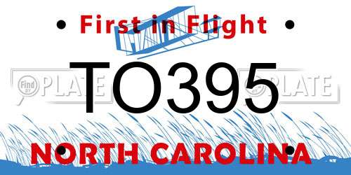 TO395 North Carolina License Plate