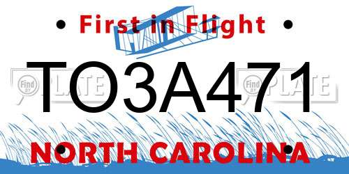 TO3A471 North Carolina License Plate