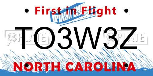 TO3W3Z North Carolina License Plate