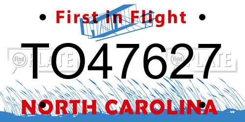 TO47627 North Carolina License Plate