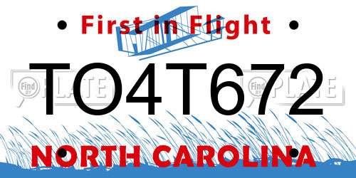 TO4T672 North Carolina License Plate