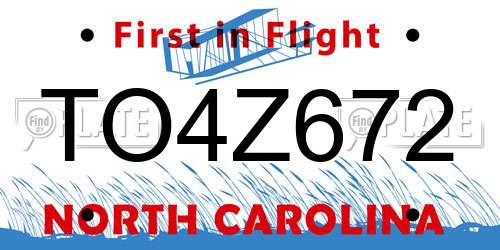 TO4Z672 North Carolina License Plate