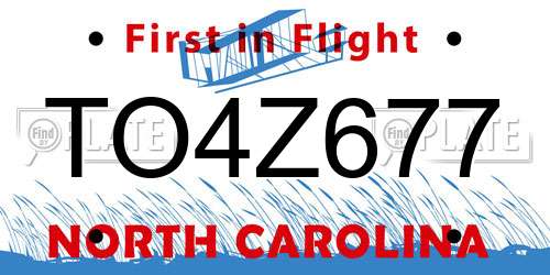 TO4Z677 North Carolina License Plate
