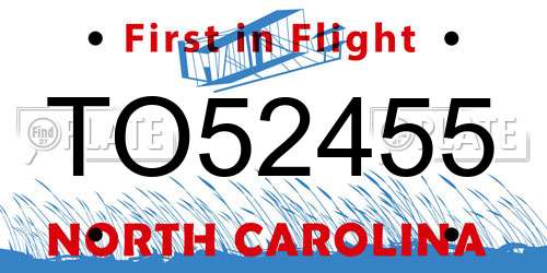 TO52455 North Carolina License Plate