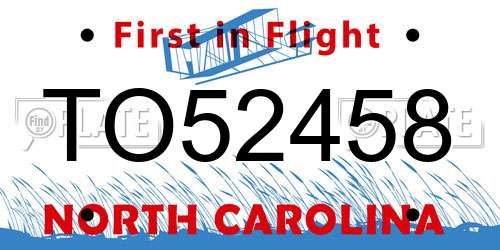TO52458 North Carolina License Plate