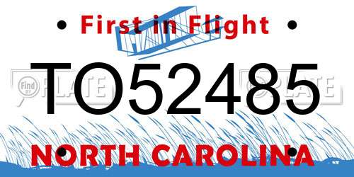 TO52485 North Carolina License Plate