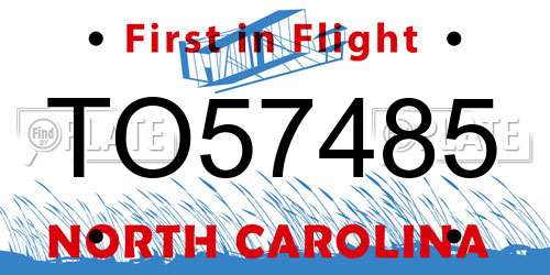 TO57485 North Carolina License Plate