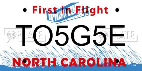 TO5G5E North Carolina License Plate