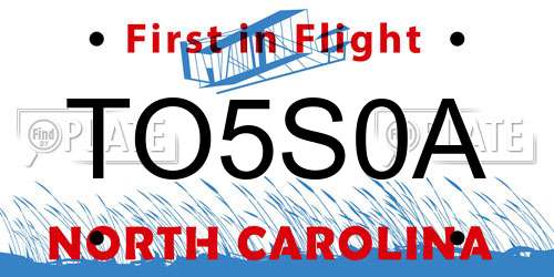TO5S0A North Carolina License Plate