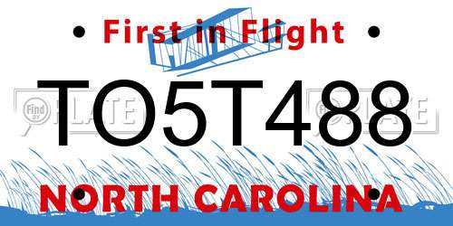 TO5T488 North Carolina License Plate