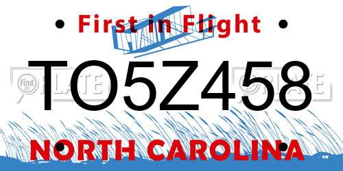 TO5Z458 North Carolina License Plate