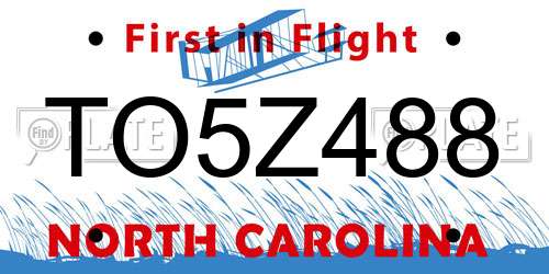 TO5Z488 North Carolina License Plate
