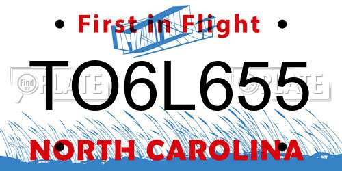 TO6L655 North Carolina License Plate