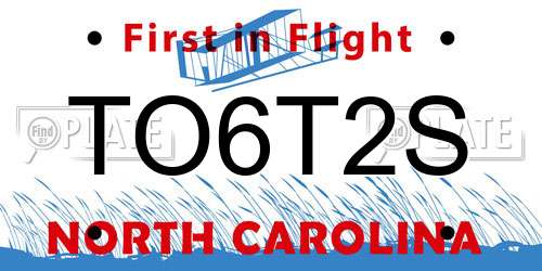 TO6T2S North Carolina License Plate