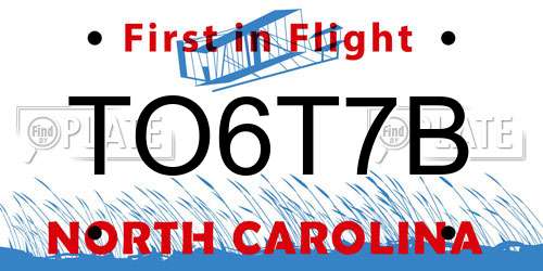 TO6T7B North Carolina License Plate