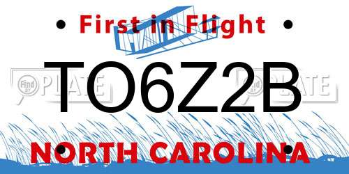 TO6Z2B North Carolina License Plate