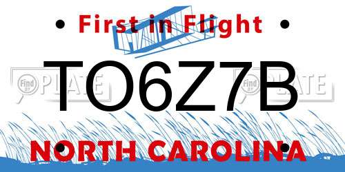 TO6Z7B North Carolina License Plate