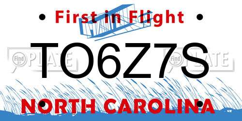 TO6Z7S North Carolina License Plate