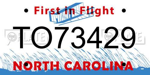 TO73429 North Carolina License Plate