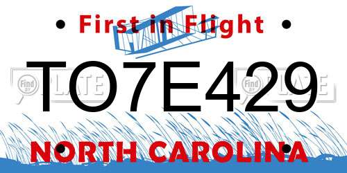 TO7E429 North Carolina License Plate