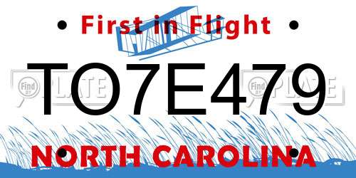 TO7E479 North Carolina License Plate
