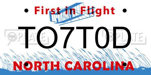 TO7T0D North Carolina License Plate