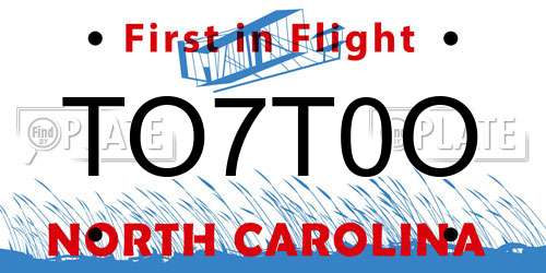 TO7T0O North Carolina License Plate