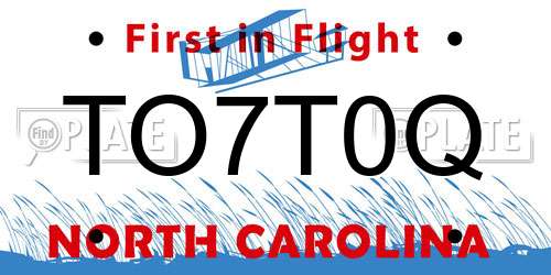 TO7T0Q North Carolina License Plate