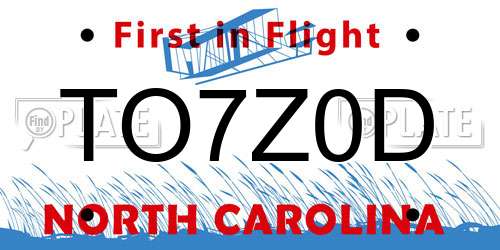 TO7Z0D North Carolina License Plate