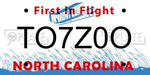 TO7Z0O North Carolina License Plate