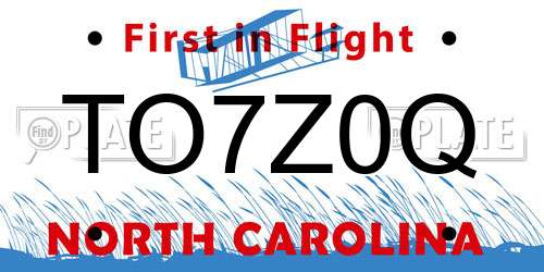 TO7Z0Q North Carolina License Plate