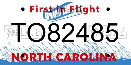 TO82485 North Carolina License Plate