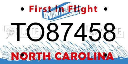 TO87458 North Carolina License Plate