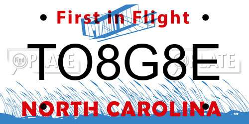 TO8G8E North Carolina License Plate