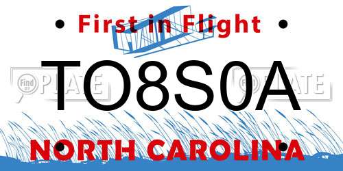 TO8S0A North Carolina License Plate