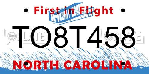 TO8T458 North Carolina License Plate